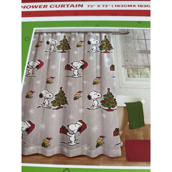 Peanuts Bath Peanuts Snoopy Shower Curtain Christmas Tree Woodstock